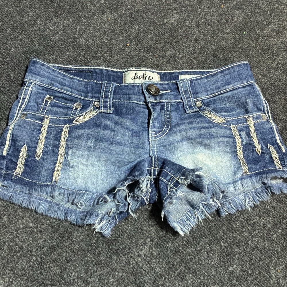 Blue Distressed Denim Shorts